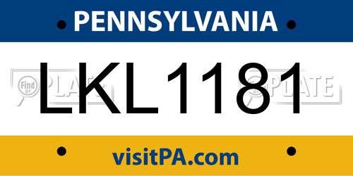 LKL1181 Pennsylvania License Plate