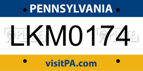 LKM0174 Pennsylvania License Plate