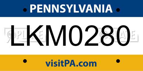 LKM0280 Pennsylvania License Plate