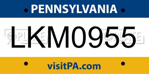 LKM0955 Pennsylvania License Plate