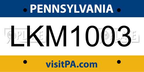 LKM1003 Pennsylvania License Plate