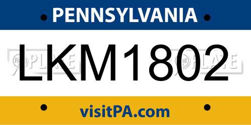 LKM1802 Pennsylvania License Plate