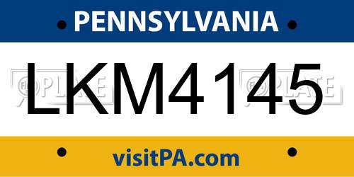 LKM4145 Pennsylvania License Plate