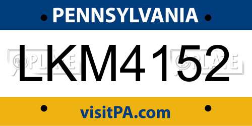 LKM4152 Pennsylvania License Plate