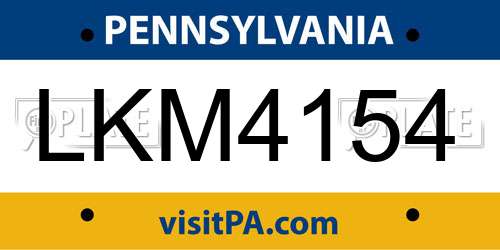 LKM4154 Pennsylvania License Plate