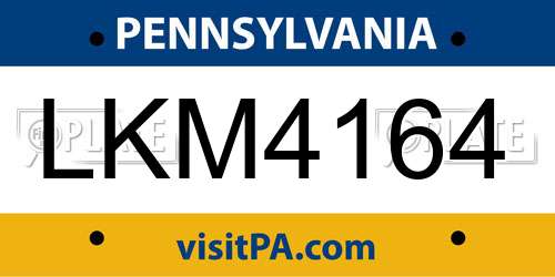 LKM4164 Pennsylvania License Plate