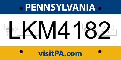 LKM4182 Pennsylvania License Plate