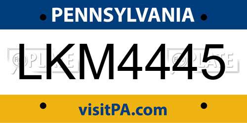 LKM4445 Pennsylvania License Plate
