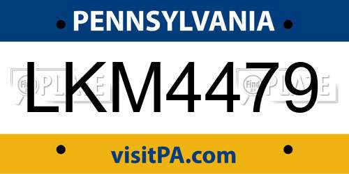 LKM4479 Pennsylvania License Plate