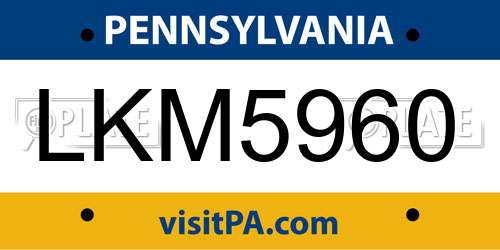 LKM5960 Pennsylvania License Plate