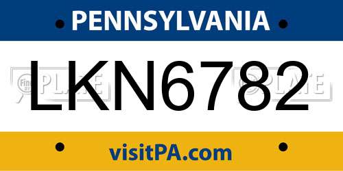 LKN6782 Pennsylvania License Plate