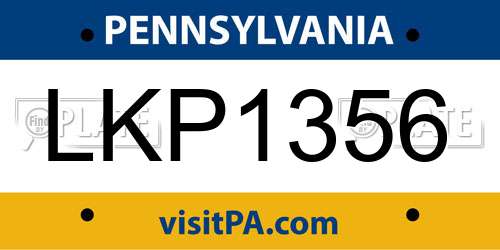 LKP1356 Pennsylvania License Plate