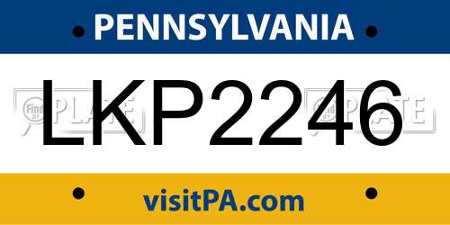LKP2246 Pennsylvania License Plate