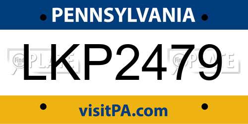 LKP2479 Pennsylvania License Plate