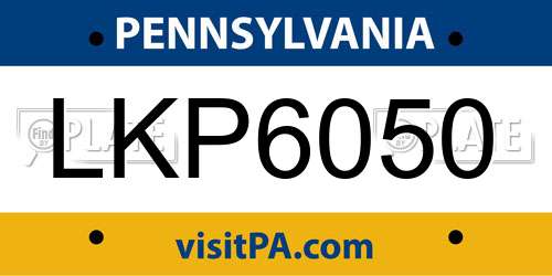LKP6050 Pennsylvania License Plate
