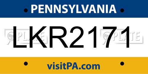LKR2171 Pennsylvania License Plate