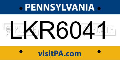 LKR6041 Pennsylvania License Plate
