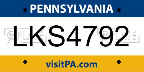 LKS4792 Pennsylvania License Plate