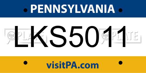 LKS5011 Pennsylvania License Plate
