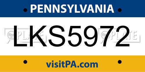 LKS5972 Pennsylvania License Plate