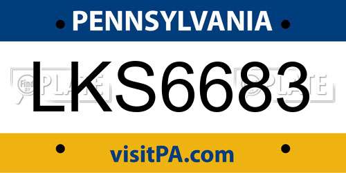LKS6683 Pennsylvania License Plate