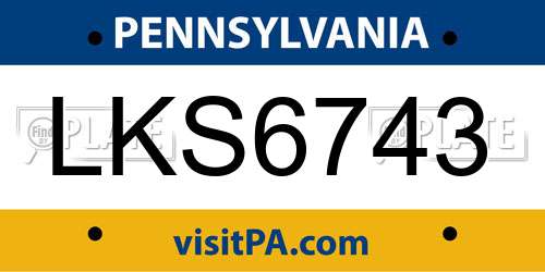 LKS6743 Pennsylvania License Plate