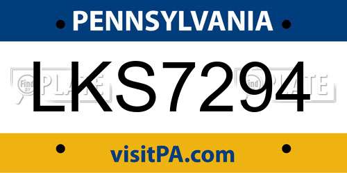 LKS7294 Pennsylvania License Plate