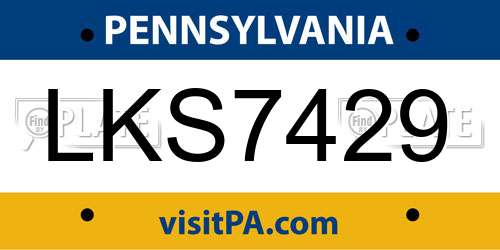 LKS7429 Pennsylvania License Plate
