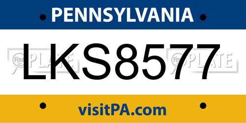 LKS8577 Pennsylvania License Plate