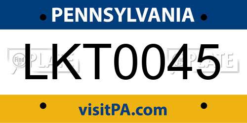 LKT0045 Pennsylvania License Plate