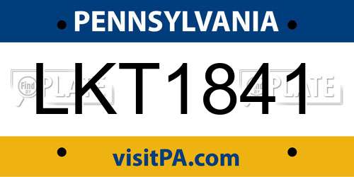 LKT1841 Pennsylvania License Plate