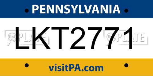 LKT2771 Pennsylvania License Plate