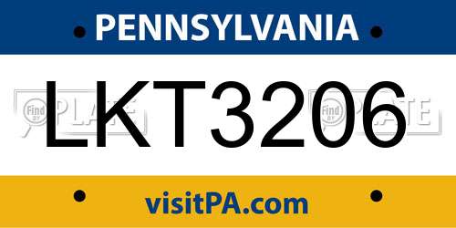 LKT3206 Pennsylvania License Plate