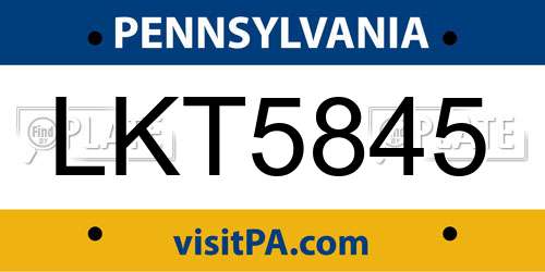 LKT5845 Pennsylvania License Plate
