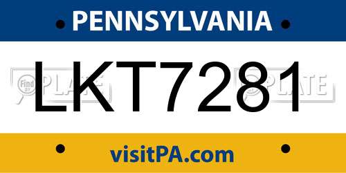 LKT7281 Pennsylvania License Plate