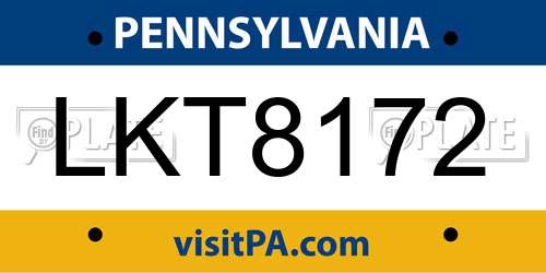 LKT8172 Pennsylvania License Plate
