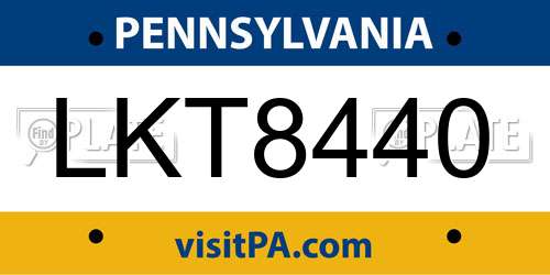 LKT8440 Pennsylvania License Plate
