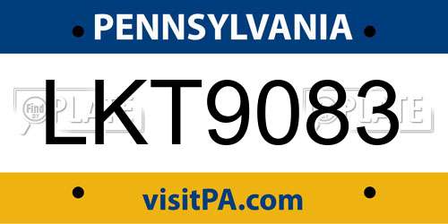 LKT9083 Pennsylvania License Plate