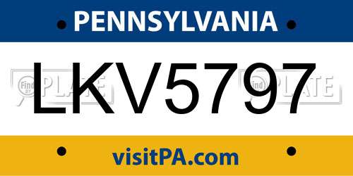 LKV5797 Pennsylvania License Plate