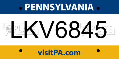 LKV6845 license plate in PA state