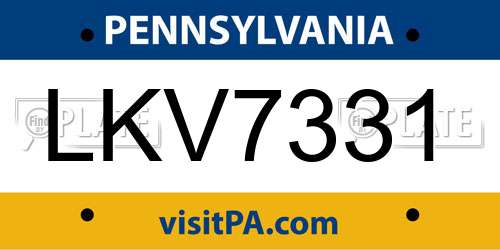LKV7331 Pennsylvania License Plate
