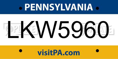 LKW5960 Pennsylvania License Plate