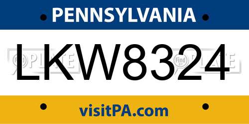 LKW8324 Pennsylvania License Plate
