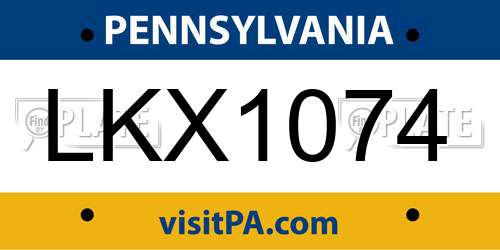 LKX1074 Pennsylvania License Plate