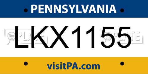 LKX1155 Pennsylvania License Plate
