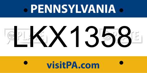 LKX1358 Pennsylvania License Plate