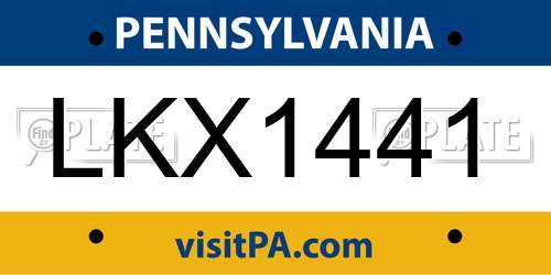 LKX1441 Pennsylvania License Plate