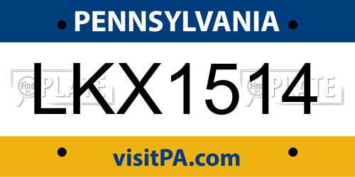 LKX1514 Pennsylvania License Plate