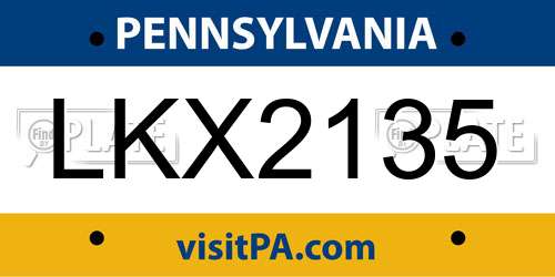 LKX2135 Pennsylvania License Plate