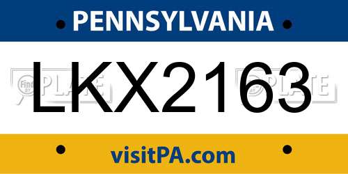 LKX2163 Pennsylvania License Plate